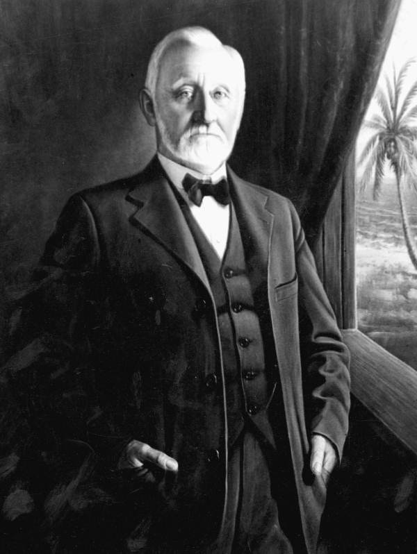 John Stiles Collins, 1837 to 1928. The New Jersey Quaker and horticulturist who planted two rows of Australian pines to keep the wind off his avocados. State Archives of Florida, Florida Memory.