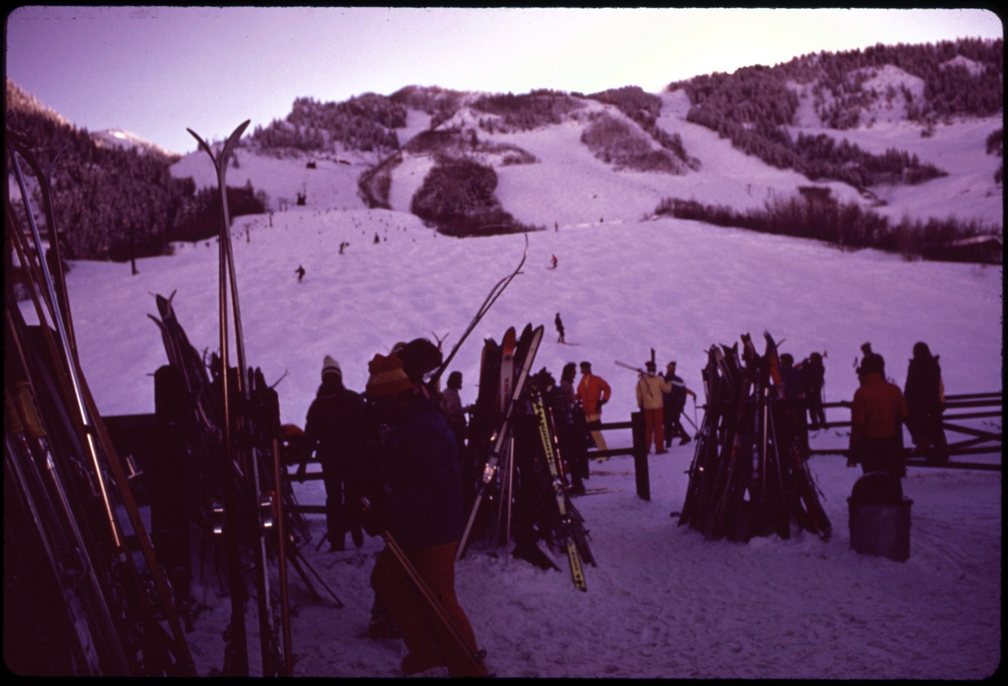 Last run of the day on Ajax Mountain, 1974 — the winter he took third at Winterskol. Ron Hoffman, EPA DOCUMERICA, U.S. National Archives.