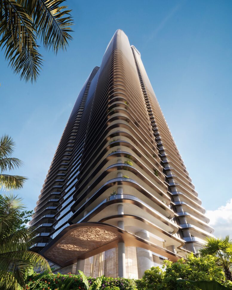 The two new Kohn Pedersen Fox-designed towers replacing the original Mandarin Oriental on Brickell Key. North Tower (33 stories, hotel-integrated, 70 residences) and South Tower (66 stories, standalone, 228 residences).