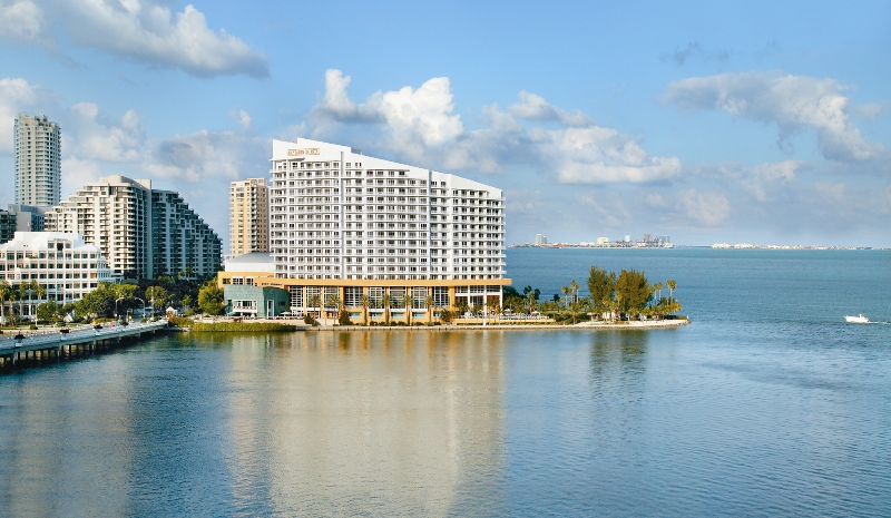 The original Mandarin Oriental hotel on the eastern tip of Brickell Key. Closed for the rebuild in 2025.