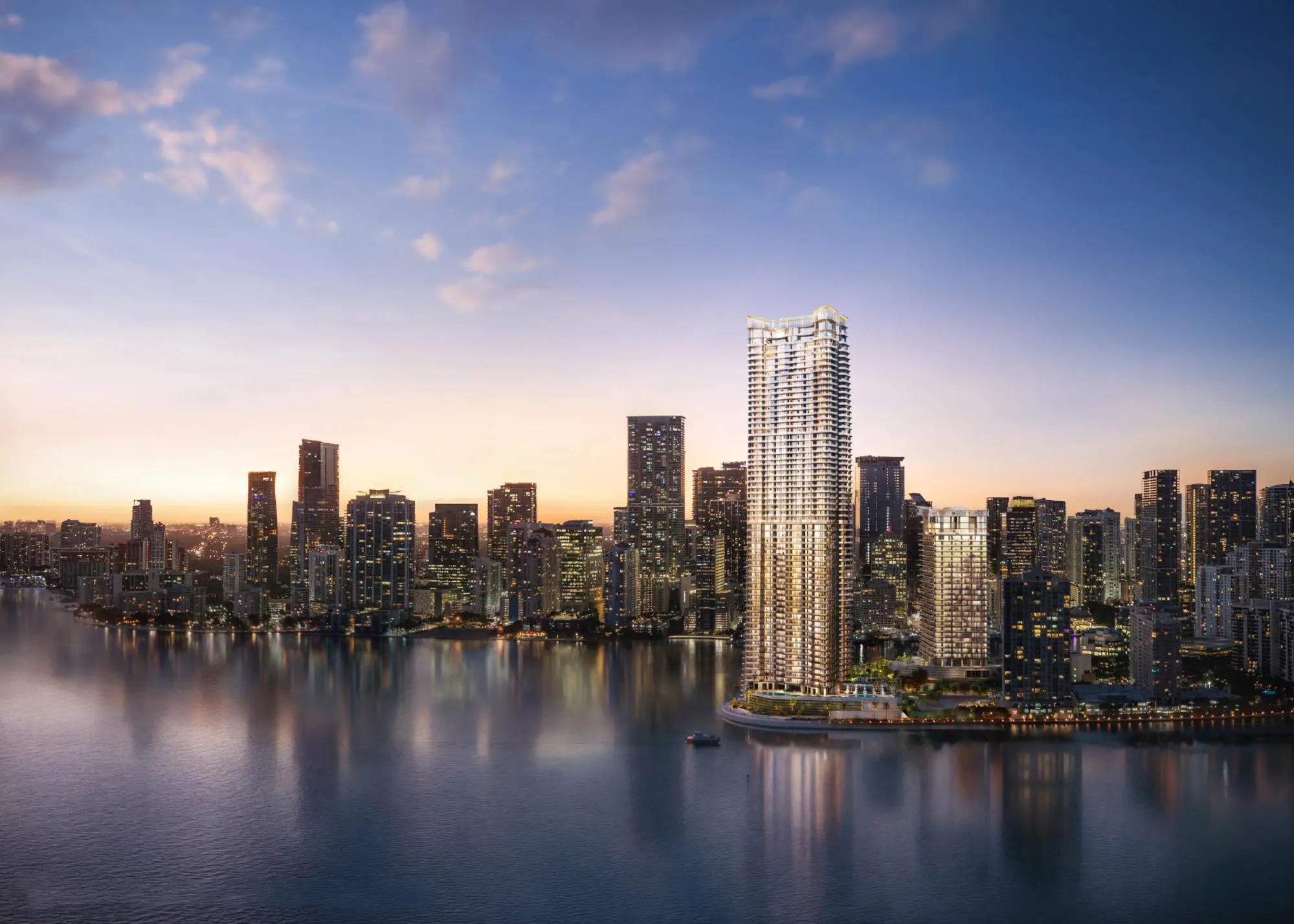North Tower (33 stories, 70 residences, integrated with the new Mandarin Oriental hotel) and South Tower (66 stories, ~800 feet, 228 residences). Same brand, same parcel, very different products.