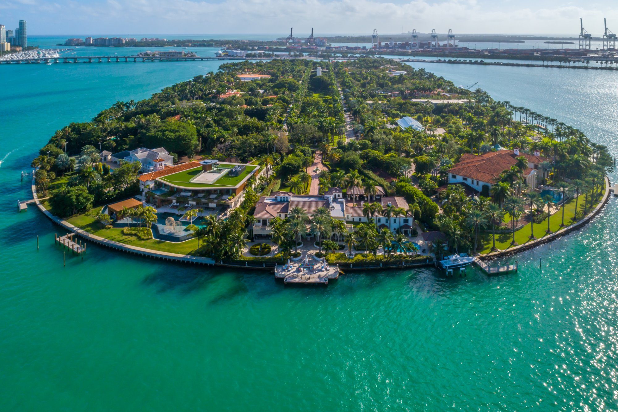 Star Island — 86 acres of the most exclusive real estate in America, accessible only by a guarded bridge from the MacArthur Causeway.